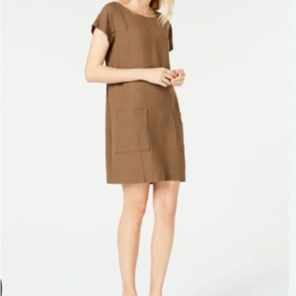 Eileen Fisher | Dresses | Eileen Fisher Organic Linen Tencel Crepe Dress Sz  Large Nwt | Poshmark